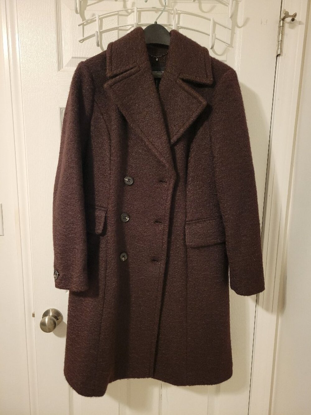NWOT BCBGMAXAZRIA Chocolate Brown Boucle Double Breasted Coat M